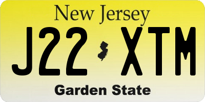 NJ license plate J22XTM