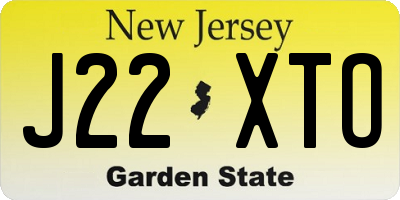 NJ license plate J22XTO