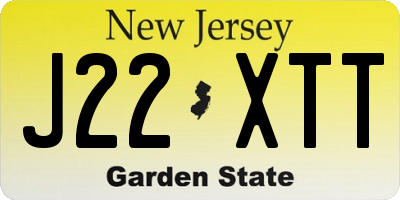 NJ license plate J22XTT