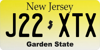 NJ license plate J22XTX