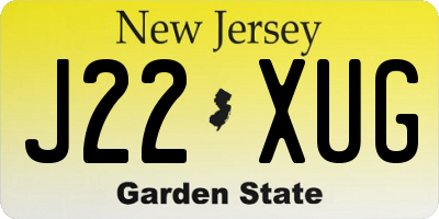 NJ license plate J22XUG