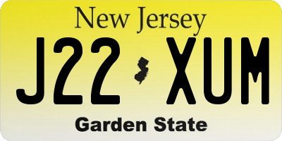 NJ license plate J22XUM