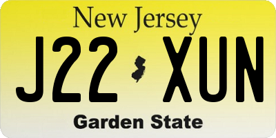 NJ license plate J22XUN