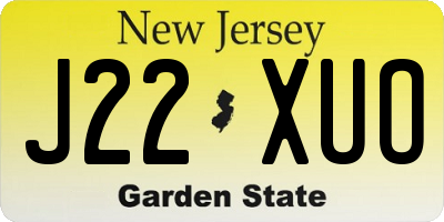 NJ license plate J22XUO