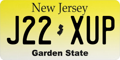 NJ license plate J22XUP