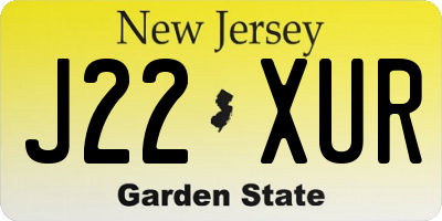 NJ license plate J22XUR