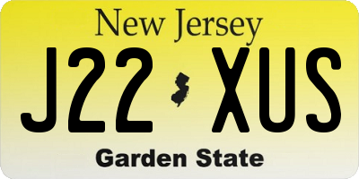 NJ license plate J22XUS