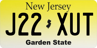 NJ license plate J22XUT
