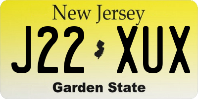 NJ license plate J22XUX