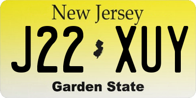 NJ license plate J22XUY