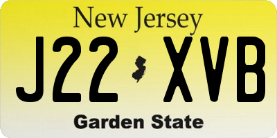 NJ license plate J22XVB