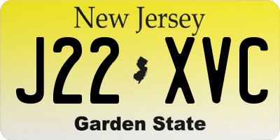 NJ license plate J22XVC