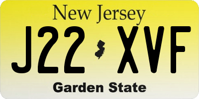 NJ license plate J22XVF