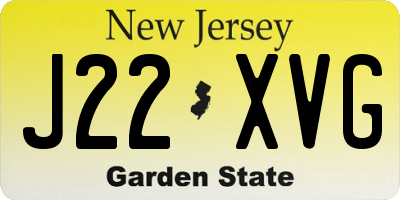 NJ license plate J22XVG