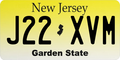 NJ license plate J22XVM