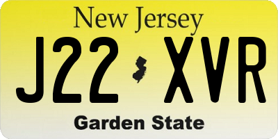 NJ license plate J22XVR
