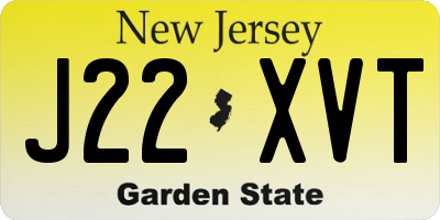 NJ license plate J22XVT
