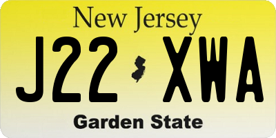 NJ license plate J22XWA