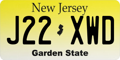 NJ license plate J22XWD