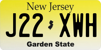 NJ license plate J22XWH