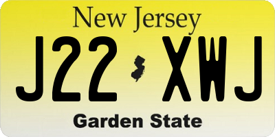 NJ license plate J22XWJ