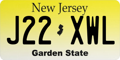 NJ license plate J22XWL