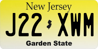 NJ license plate J22XWM
