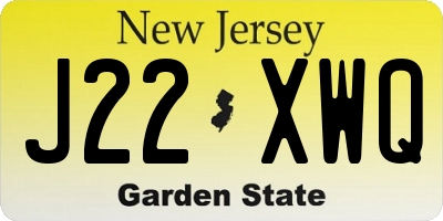 NJ license plate J22XWQ