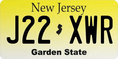 NJ license plate J22XWR