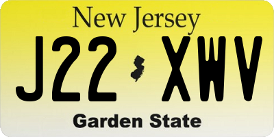 NJ license plate J22XWV