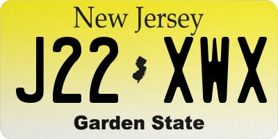 NJ license plate J22XWX