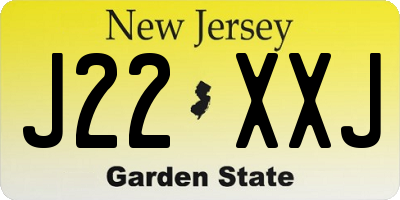 NJ license plate J22XXJ
