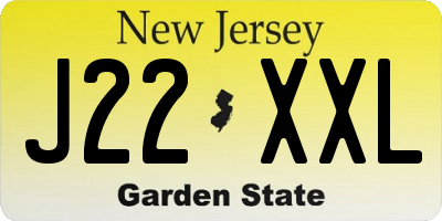 NJ license plate J22XXL