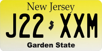 NJ license plate J22XXM