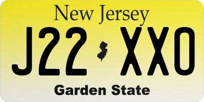 NJ license plate J22XXO