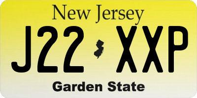 NJ license plate J22XXP
