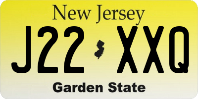 NJ license plate J22XXQ