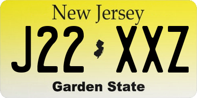 NJ license plate J22XXZ