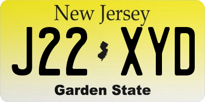 NJ license plate J22XYD