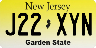 NJ license plate J22XYN
