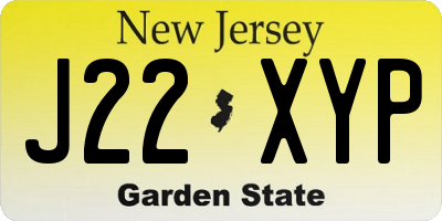 NJ license plate J22XYP
