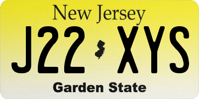 NJ license plate J22XYS
