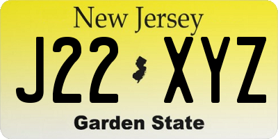 NJ license plate J22XYZ