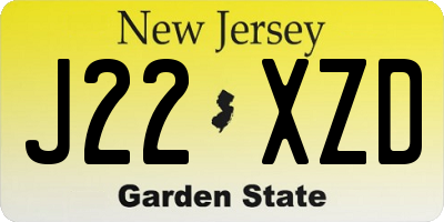 NJ license plate J22XZD