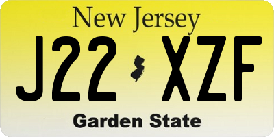 NJ license plate J22XZF
