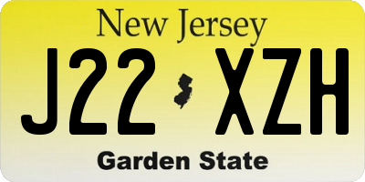 NJ license plate J22XZH