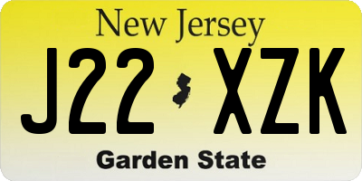 NJ license plate J22XZK