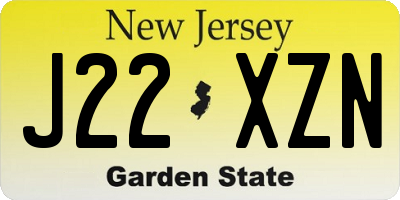 NJ license plate J22XZN