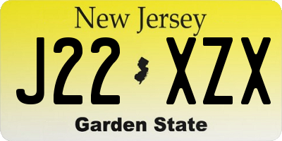 NJ license plate J22XZX