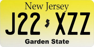 NJ license plate J22XZZ